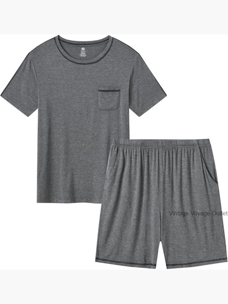 Men's 2-Piece Pajama Set Modal Short Sleeve Loungewear Sleepwear